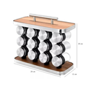 Porta Tempero de AÇO INOX HORINZONTAL com 12 Potes de Vidro + Suporte - Homeland