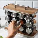 Porta Temperos Aço Inox 12 Potes – Organizador Premium Horizontal para Cozinha Moderna